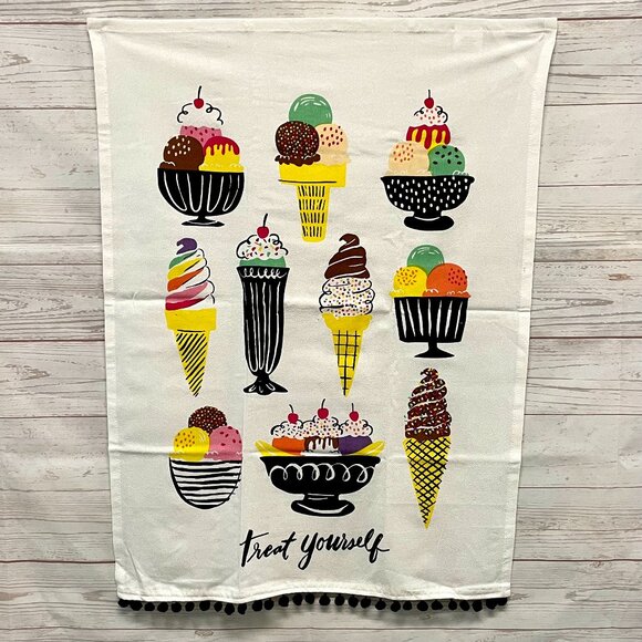 Treat Yourself Ice Cream Print Tea Towel - Picture 1 of 4